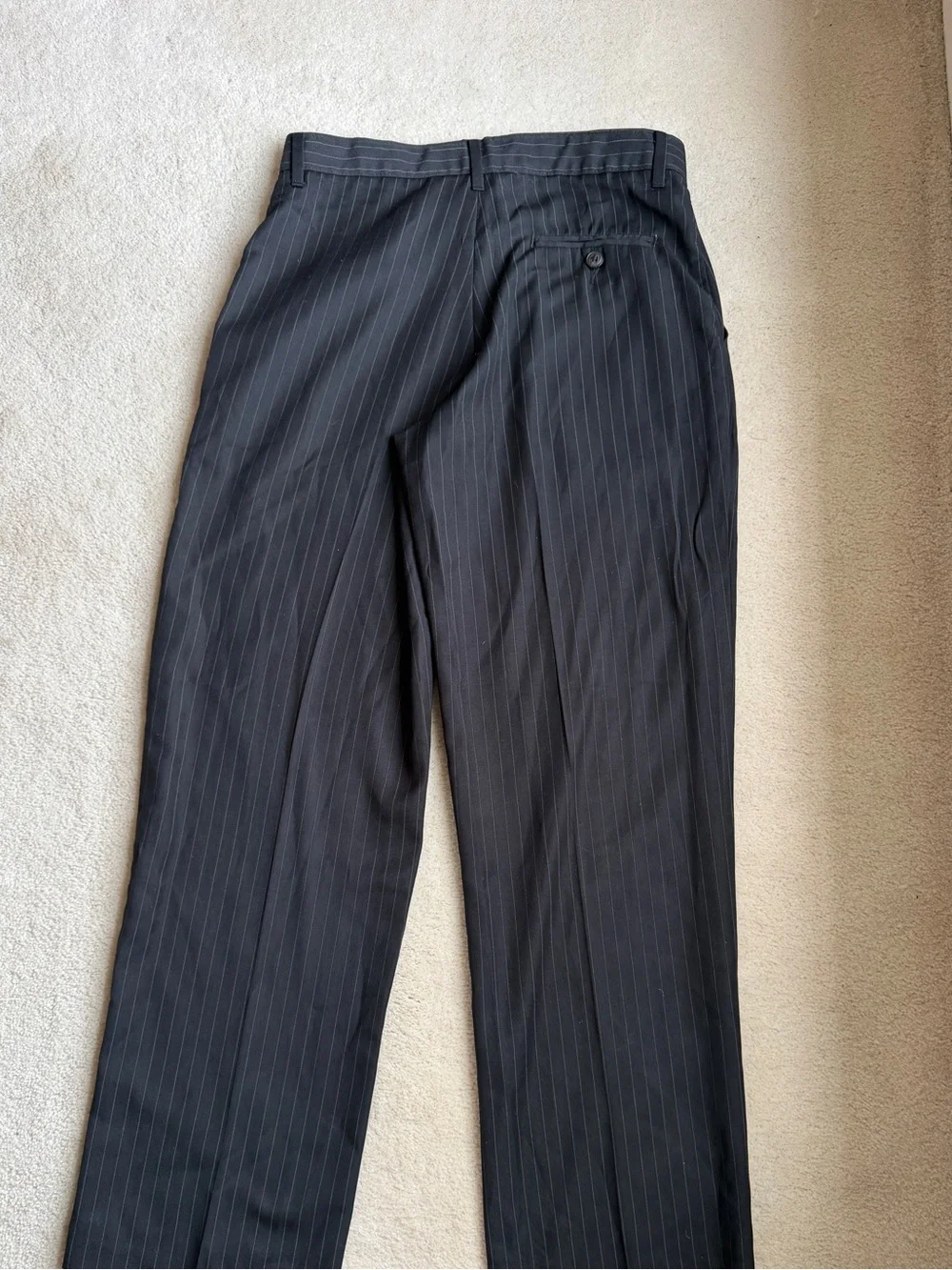 Chaps 2 piece Black Pinstripe Suit jacket coat pants Boys Size 14